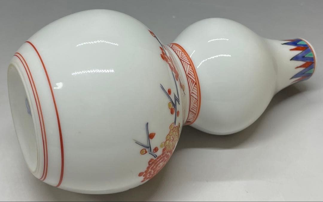 人間国宝　十四代　酒井田柿右衛門　濁手　梅鳥文　花瓶　共箱　栞　Y6466