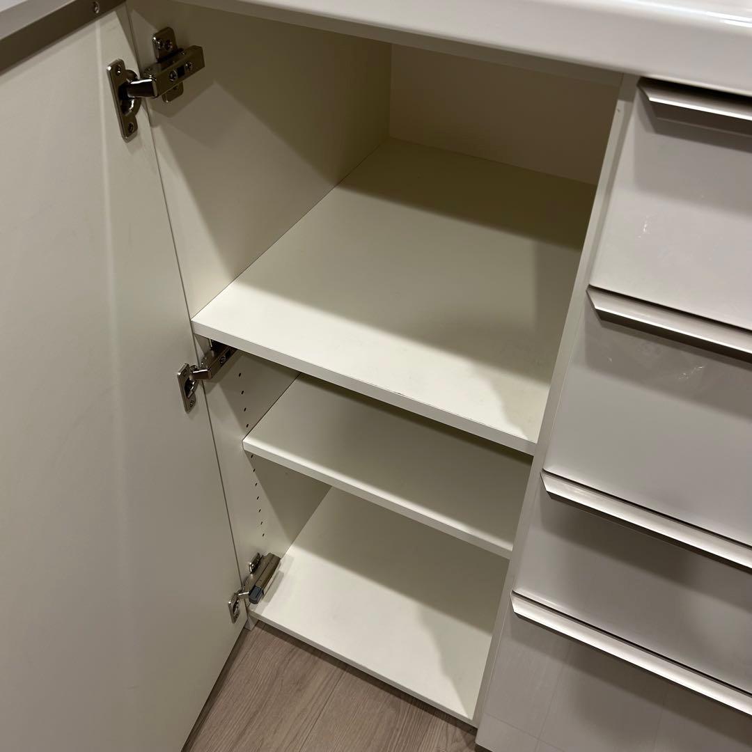 パモウナ　食器棚　160cm ホワイト