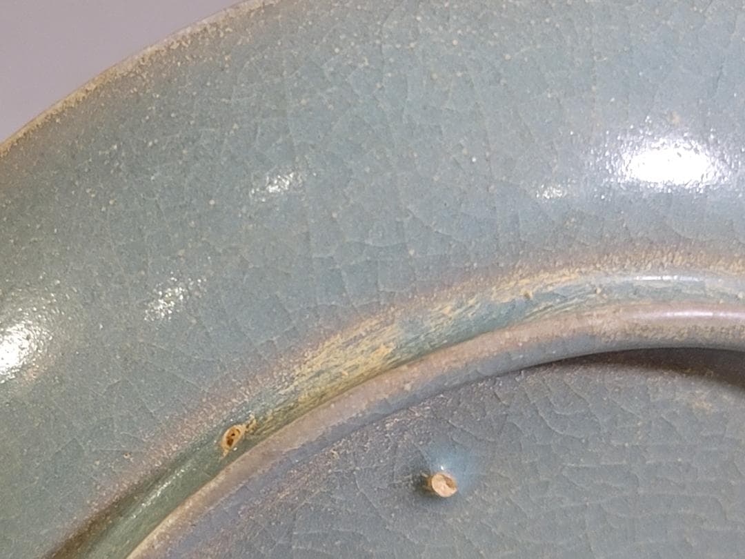 中国美術 青釉 皿 幅 13.5cm DT409