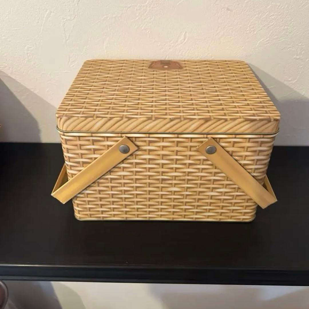 バスケット柄缶　4set かごバッグ　ティン