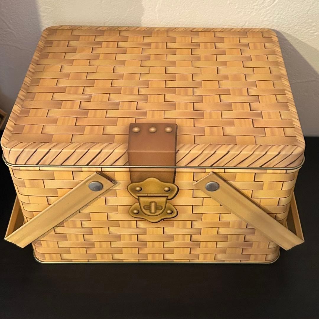 バスケット柄缶　4set かごバッグ　ティン