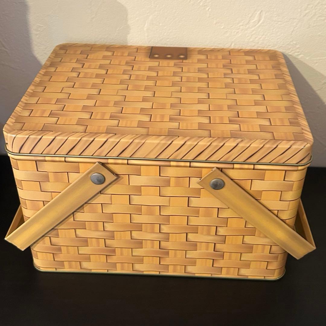 バスケット柄缶　4set かごバッグ　ティン