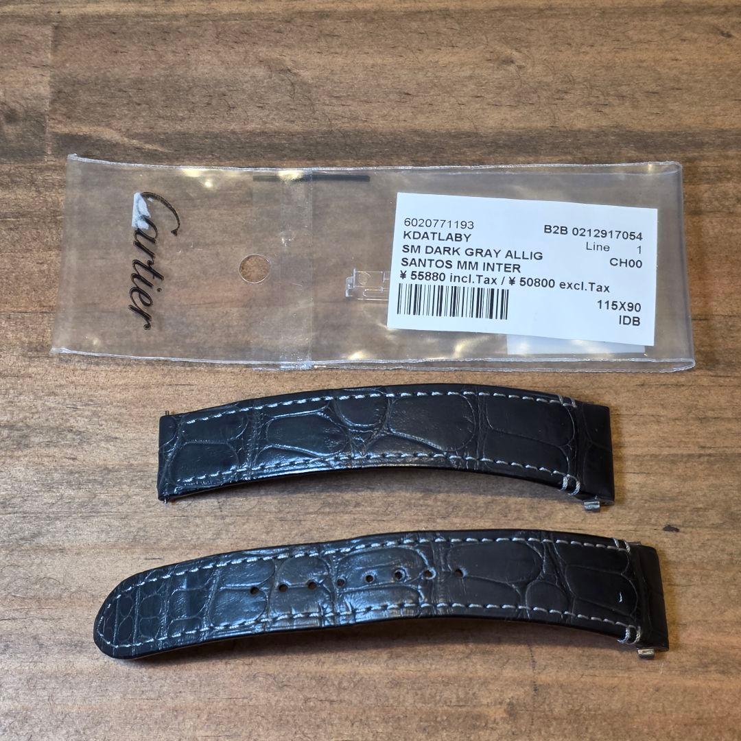 Cartier サントスドゥカルティエＭＭ レザーベルト ダークグレー