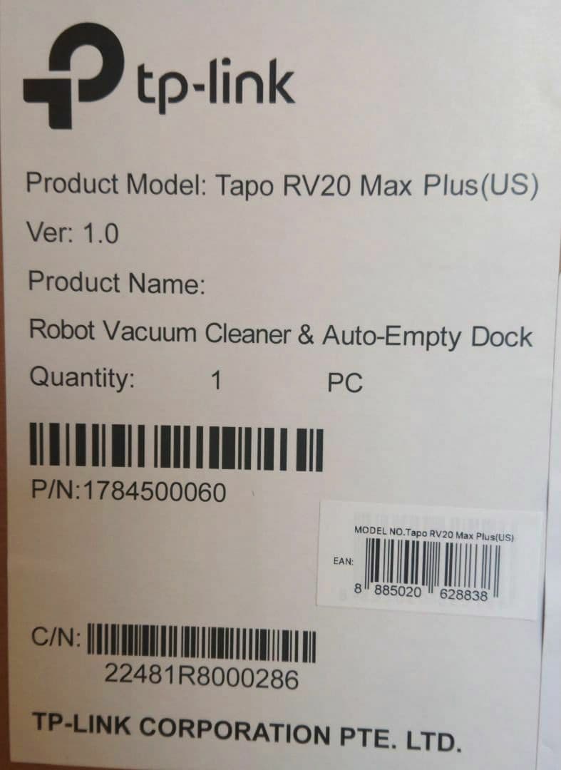 新品未開封 Tapoロボット掃除機自動ゴミ収集機 RV20 Max Plus