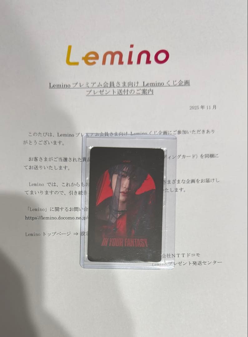 Leminoプレミアム特典 抽選B賞 ソンファ トレカ