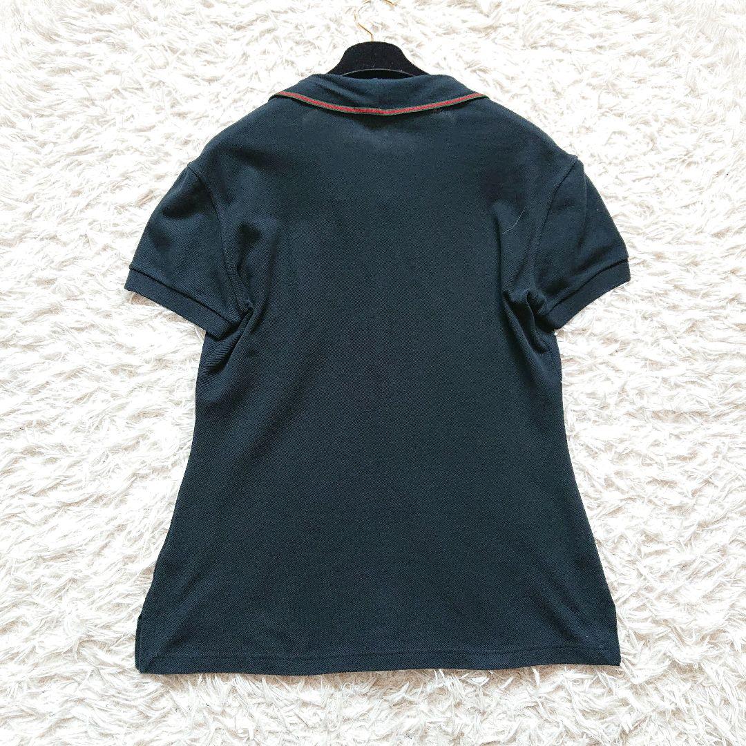 【GUCCI】グッチ シェリーライン フリル 刺繍ロゴ 半袖 ポロシャツ 黒