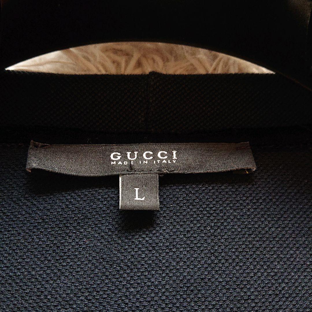 【GUCCI】グッチ シェリーライン フリル 刺繍ロゴ 半袖 ポロシャツ 黒