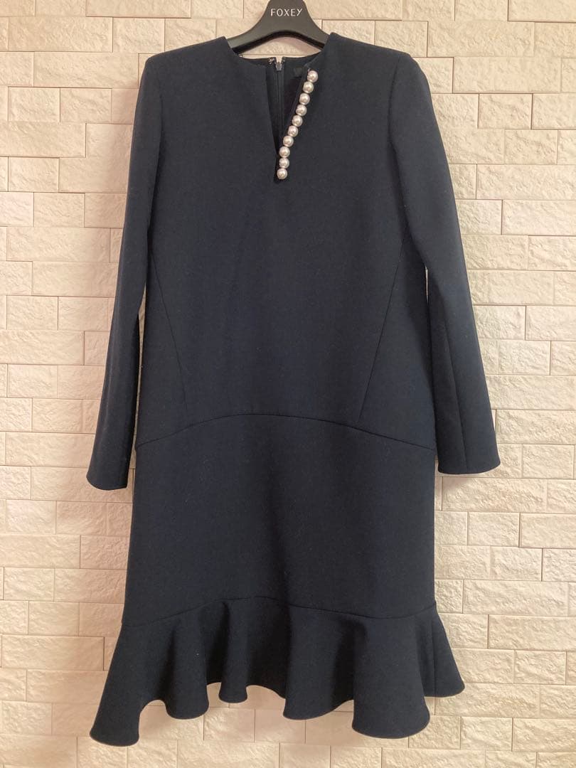 YOKO CHAN ネイビー フリル裾 ワンピース 入学式などに