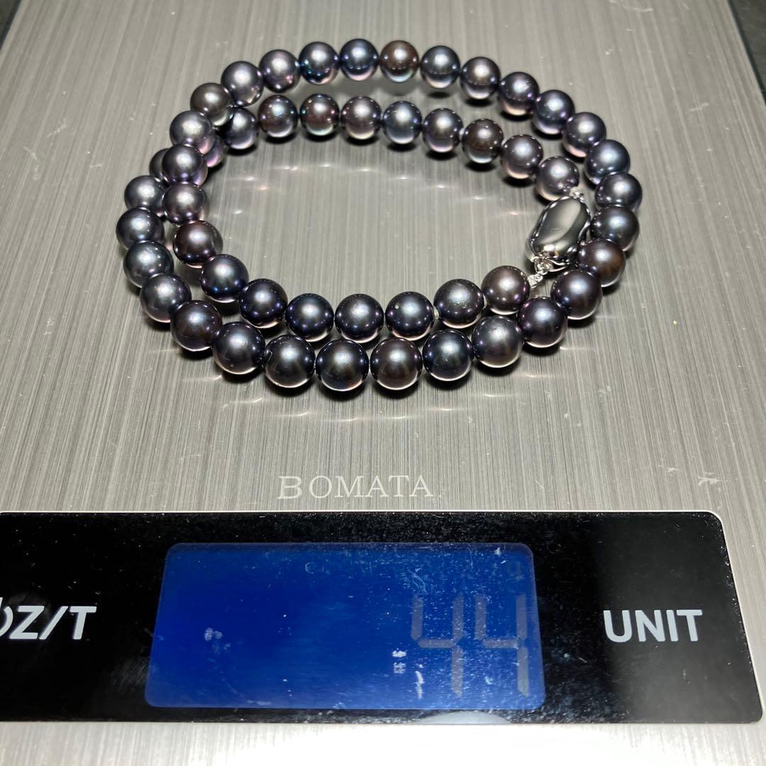 テリ◎ 大粒✨あこや真珠 パール ネックレス ブルー SV 8-8.5mm