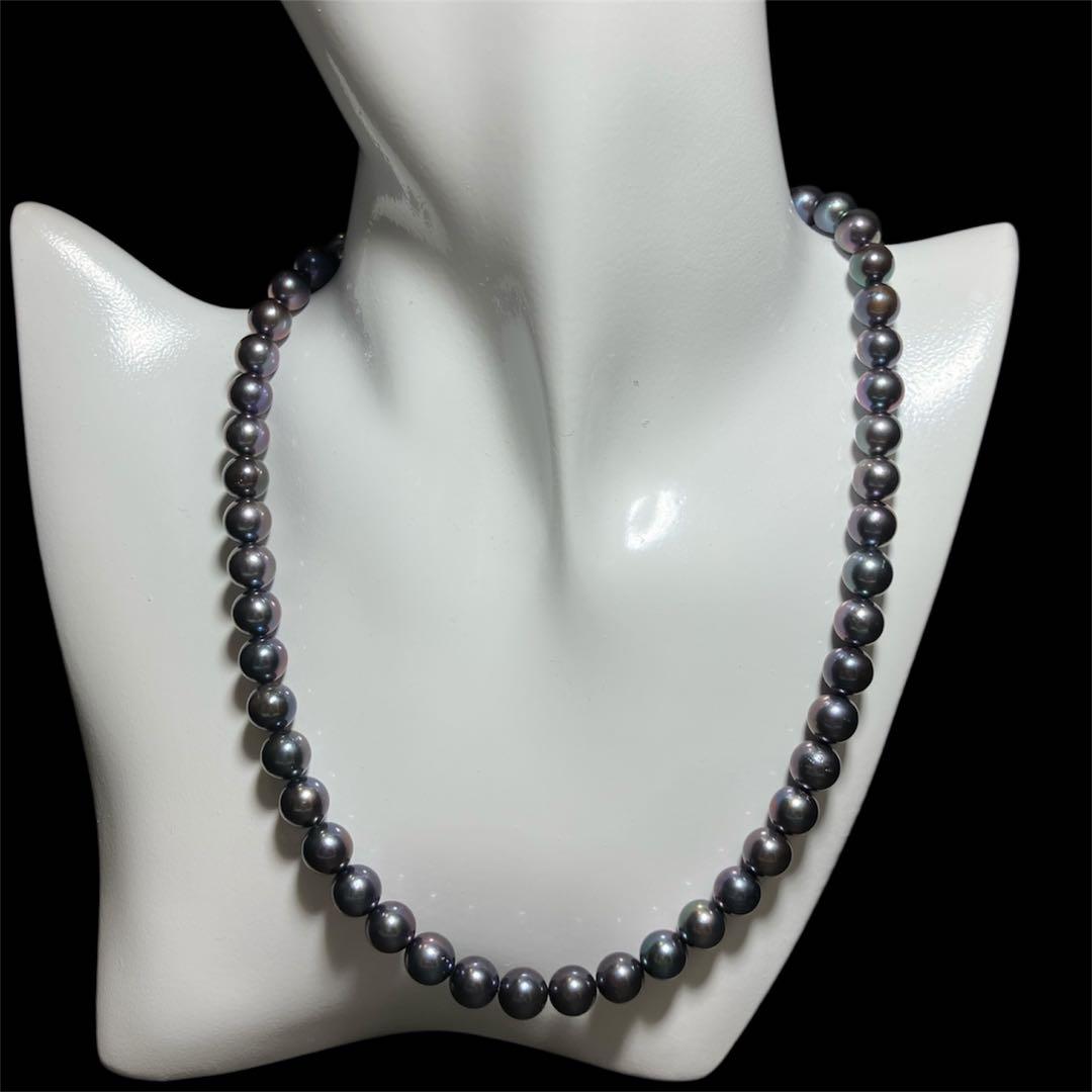 テリ◎ 大粒✨あこや真珠 パール ネックレス ブルー SV 8-8.5mm