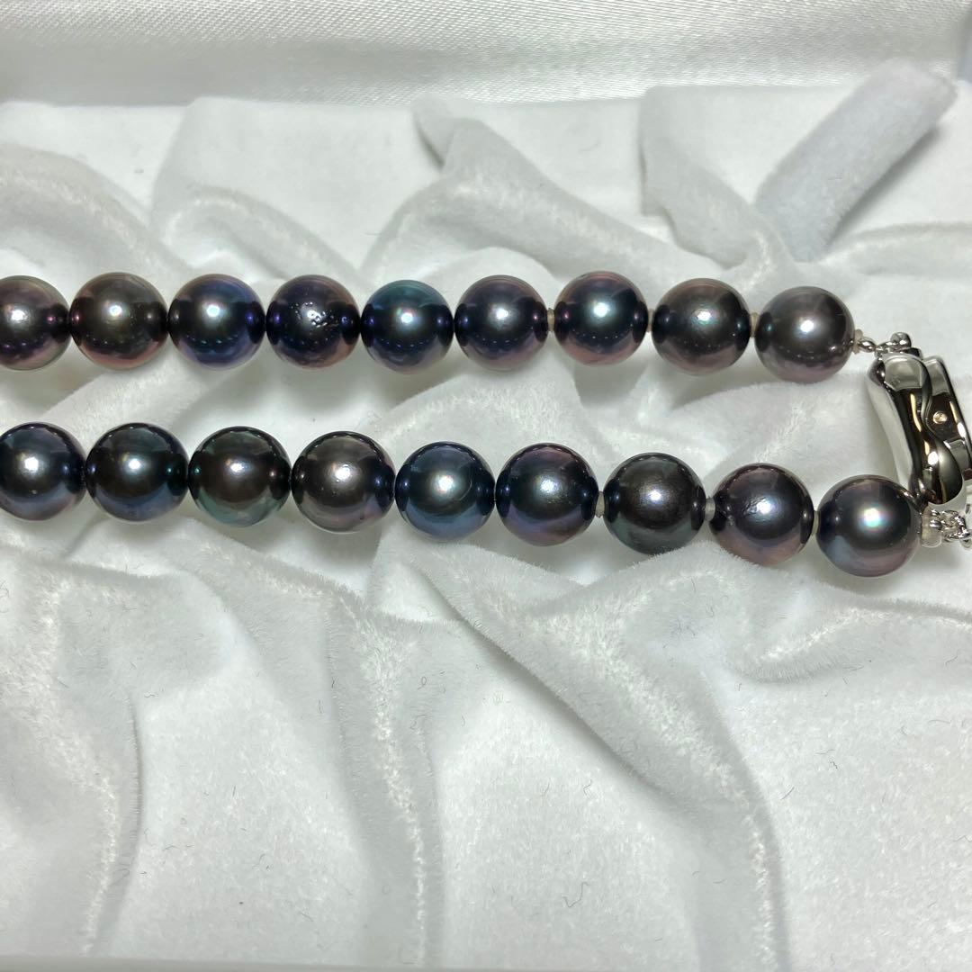 テリ◎ 大粒✨あこや真珠 パール ネックレス ブルー SV 8-8.5mm