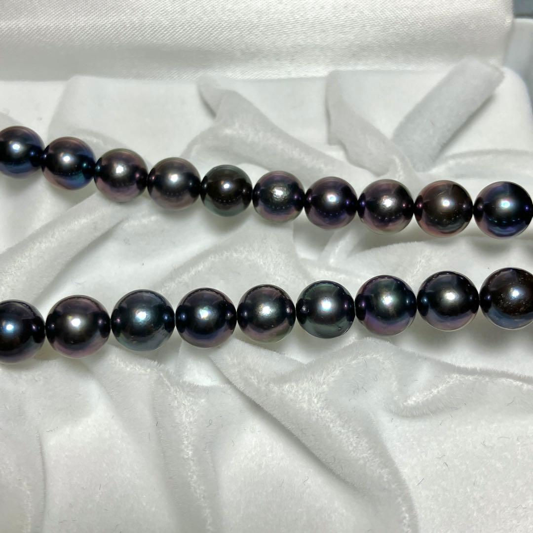 テリ◎ 大粒✨あこや真珠 パール ネックレス ブルー SV 8-8.5mm