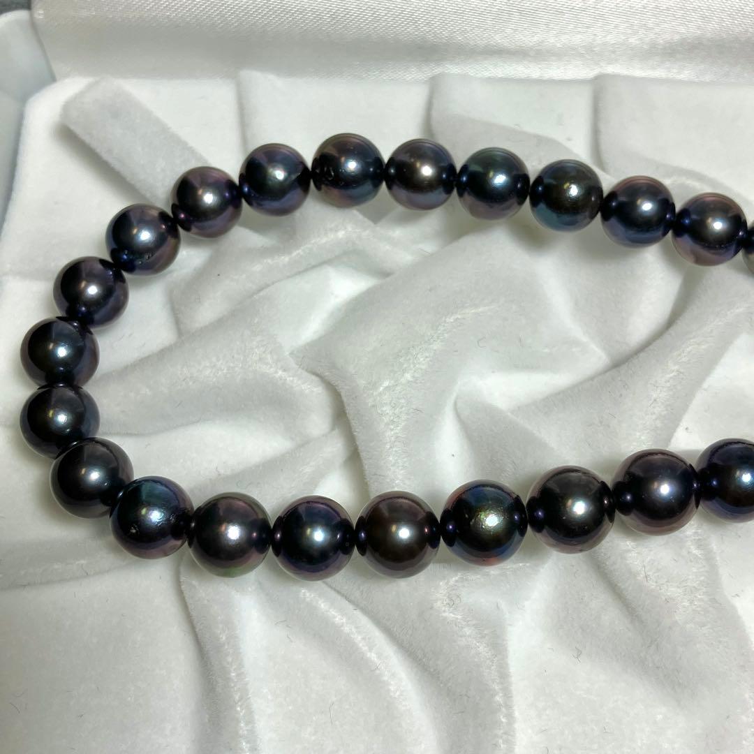 テリ◎ 大粒✨あこや真珠 パール ネックレス ブルー SV 8-8.5mm