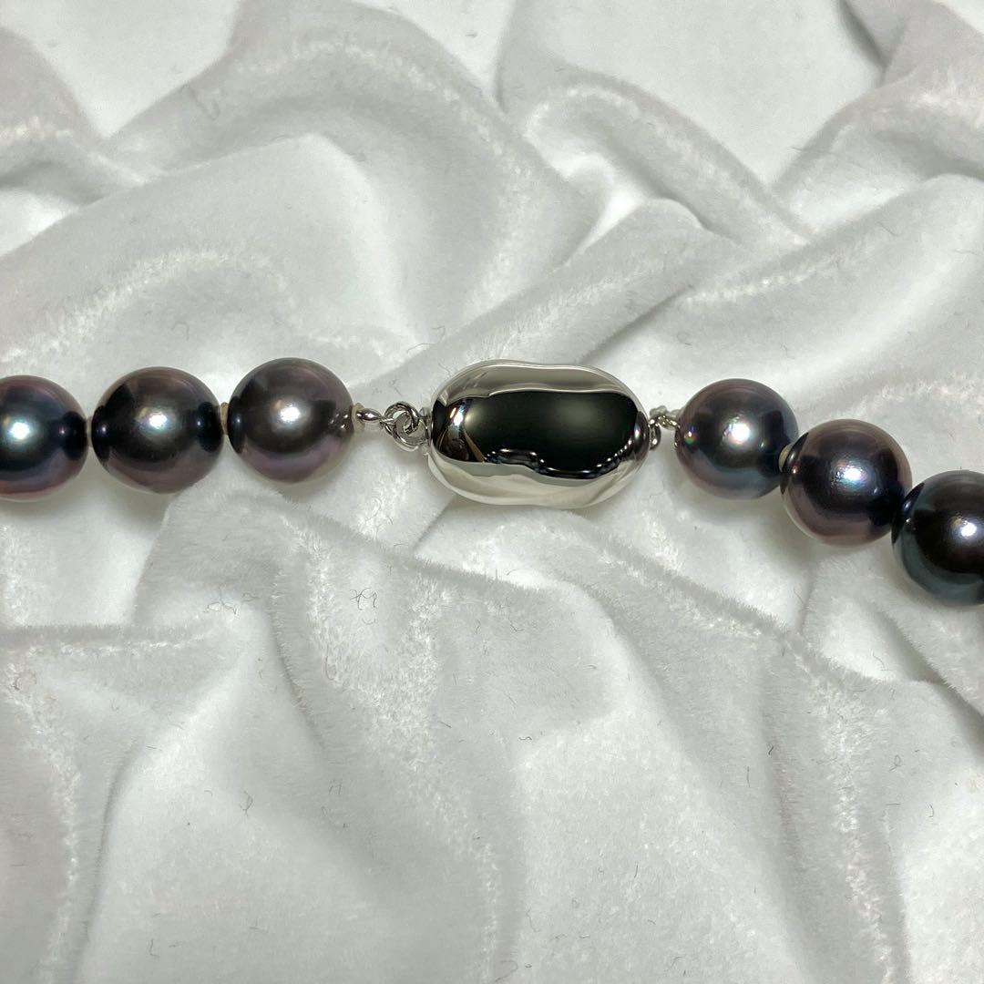 テリ◎ 大粒✨あこや真珠 パール ネックレス ブルー SV 8-8.5mm