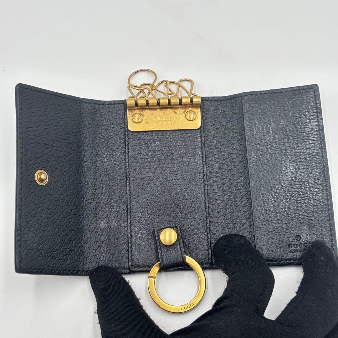 GUCCI グッチ マーモントGG レザー 6連 キーケース 鍵入れ ブラック
