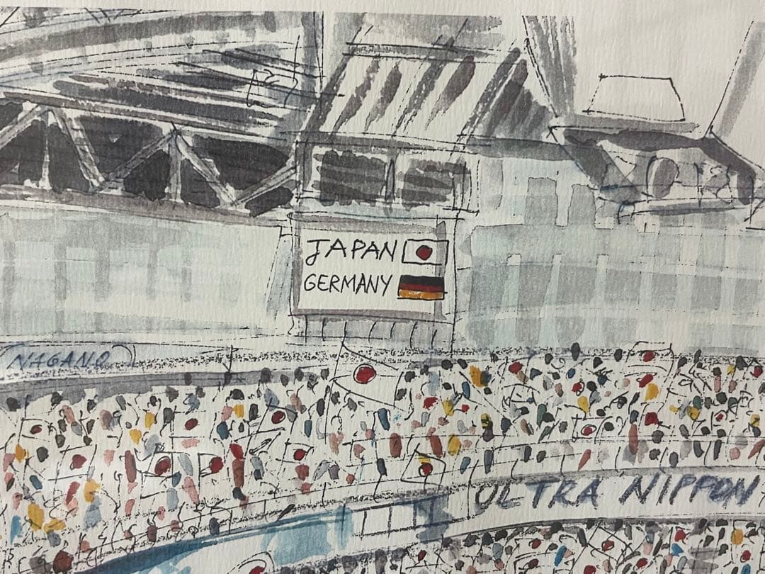 超希少 画家 MARC AHRが描く 長野五輪 アイスホッケー試合 日本対ドイツ
