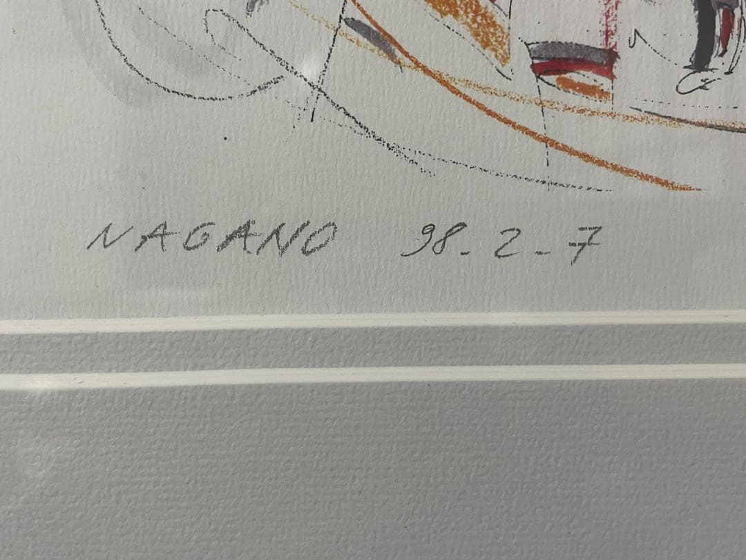 超希少 画家 MARC AHRが描く 長野五輪 アイスホッケー試合 日本対ドイツ
