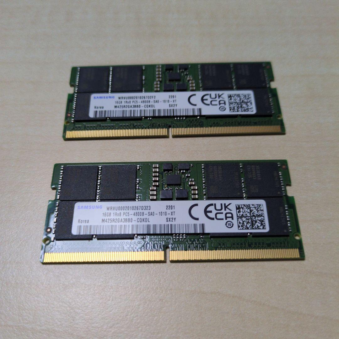 DDR5 4800 16GB 2枚（合計32GB）SODIMM　Samsung