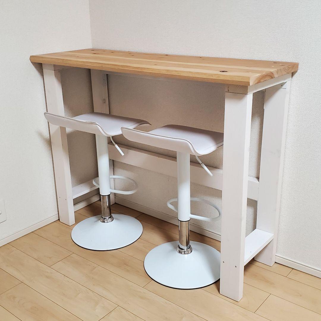 木製　カウンターテーブル　ハイテーブル