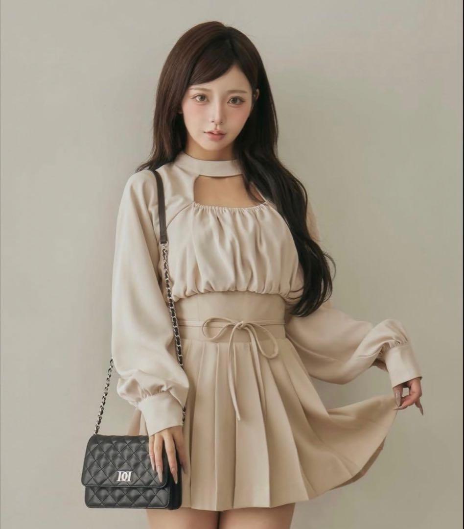 Darich ドッキングコルセットプリーツミニワンピース