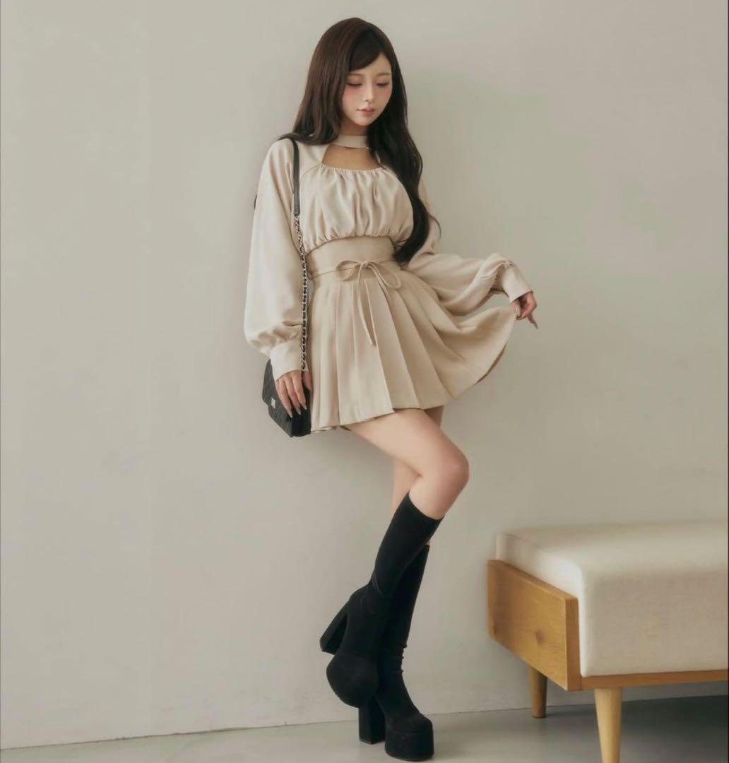 Darich ドッキングコルセットプリーツミニワンピース