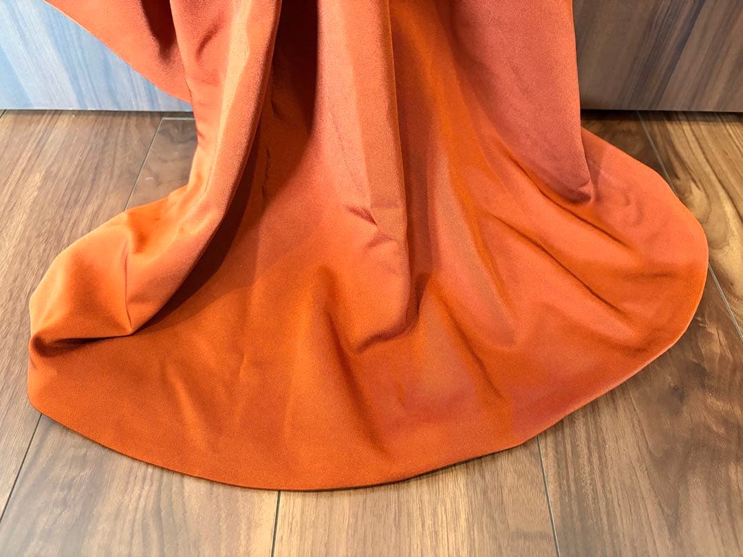 オフショルダー フリル ソフトマーメイドドレス テラコッタ(W300TE)