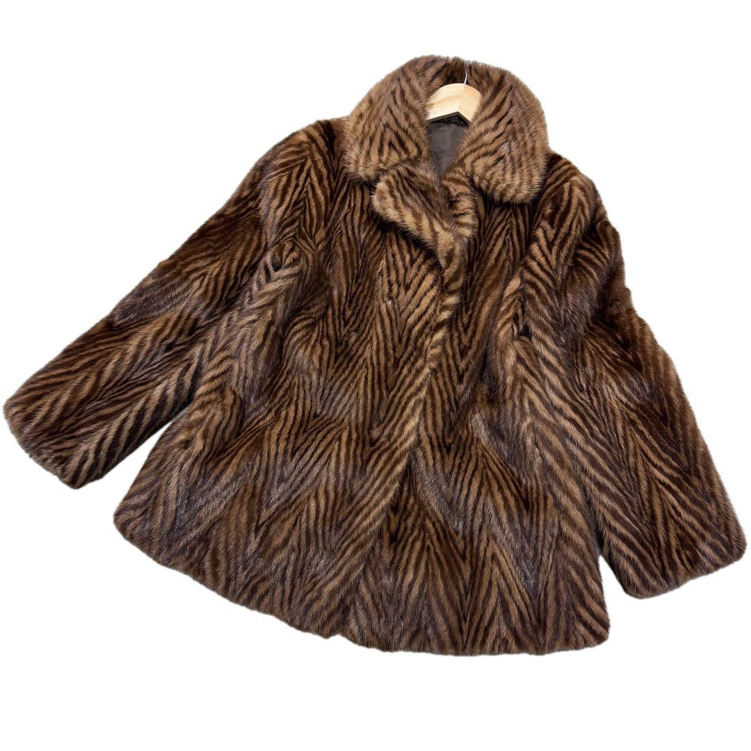 美品　デミバフミンク　XLサイズ相当　艶◎　リアルファーコート　総丈73cm