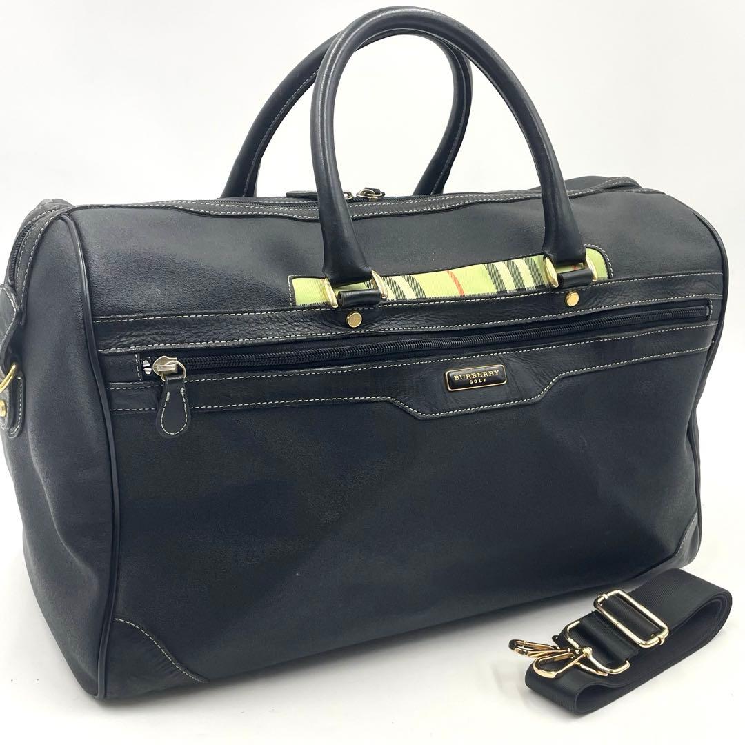 バーバリーゴルフ ボストンバッグ ノバチェック 2way 大容量 ブラック