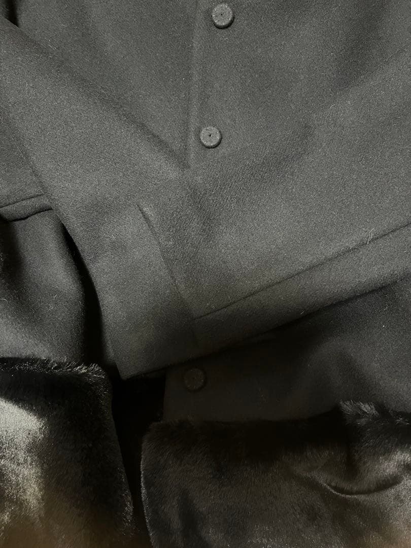 美品☆エムドットem. 裾ファーコート ブラック