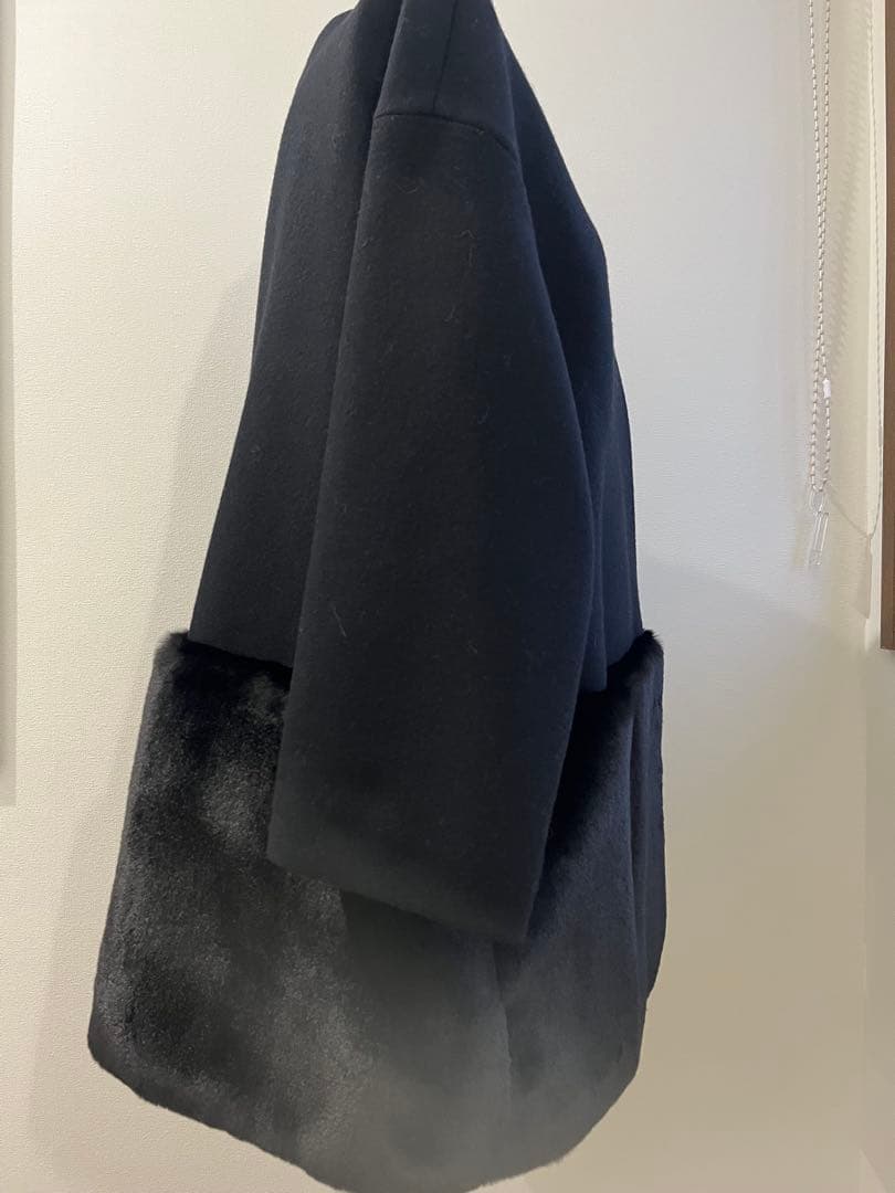 美品☆エムドットem. 裾ファーコート ブラック