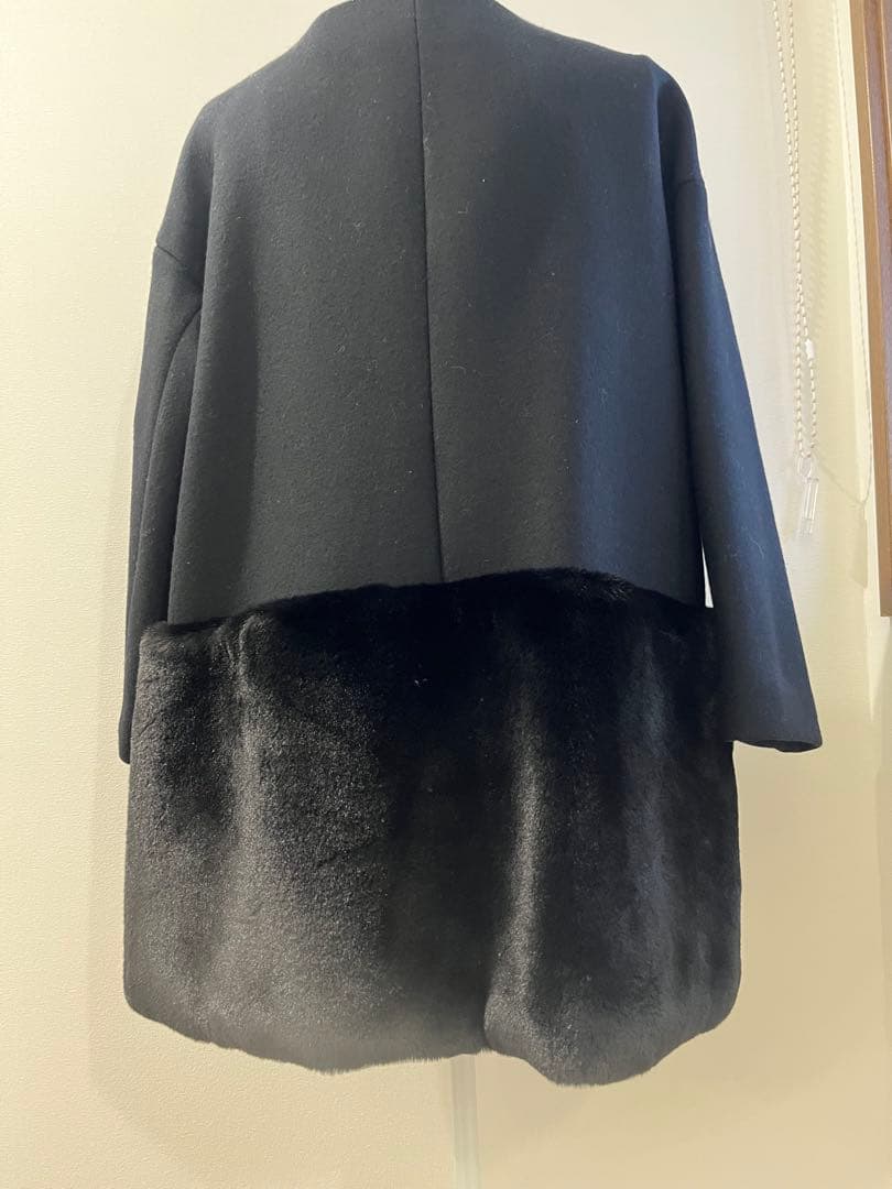 美品☆エムドットem. 裾ファーコート ブラック