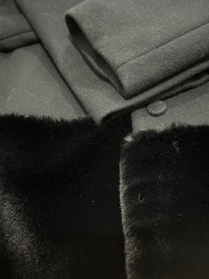 美品☆エムドットem. 裾ファーコート ブラック