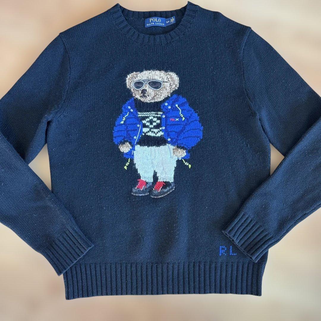 POLO Ralph Lauren クマ刺繍 ニット S/P ネイビー