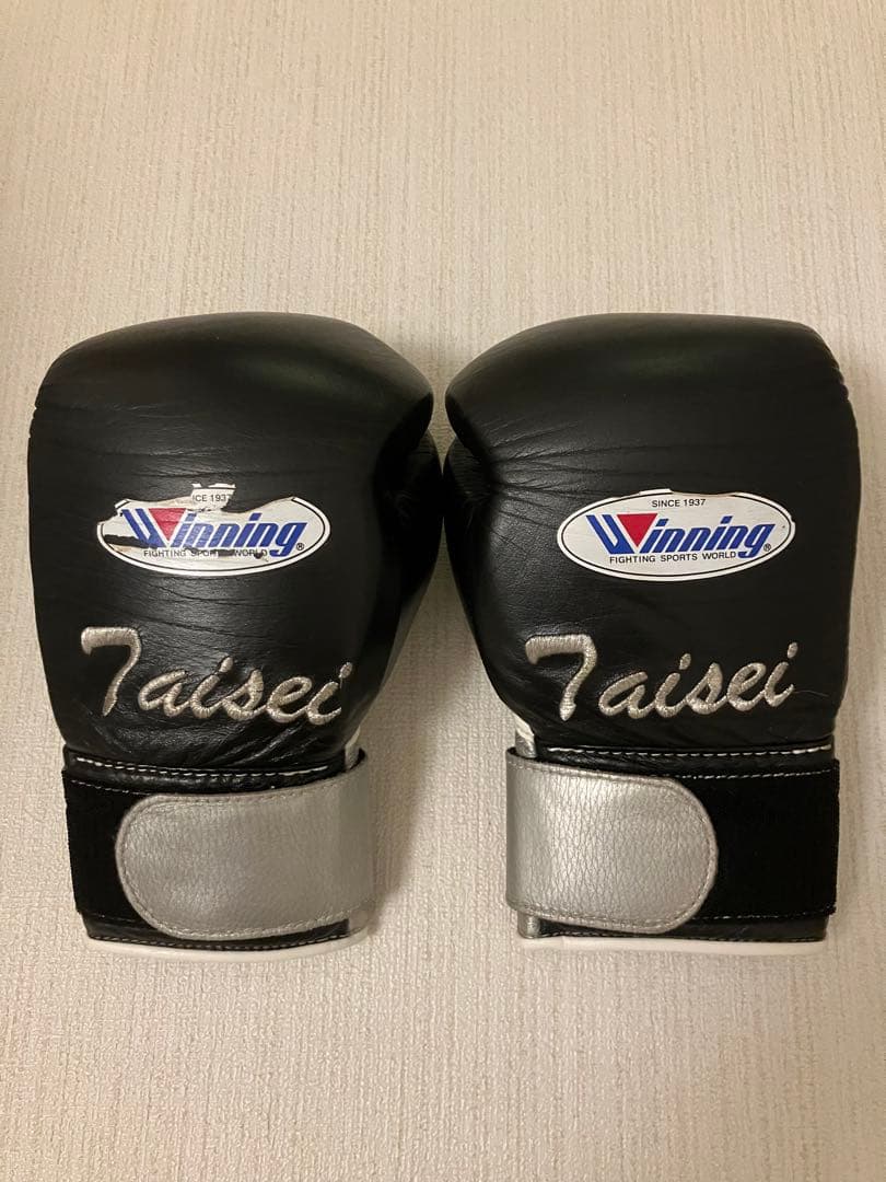 winning ウィニングボクシンググローブ 黒/銀　8オンス MS-200B
