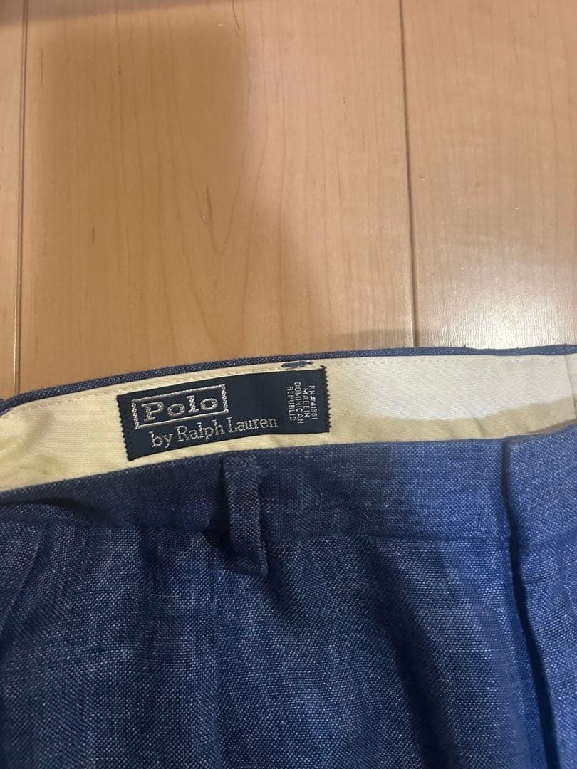 POLO RALPH LAUREN リネンスラックス ツータック ダブル裾