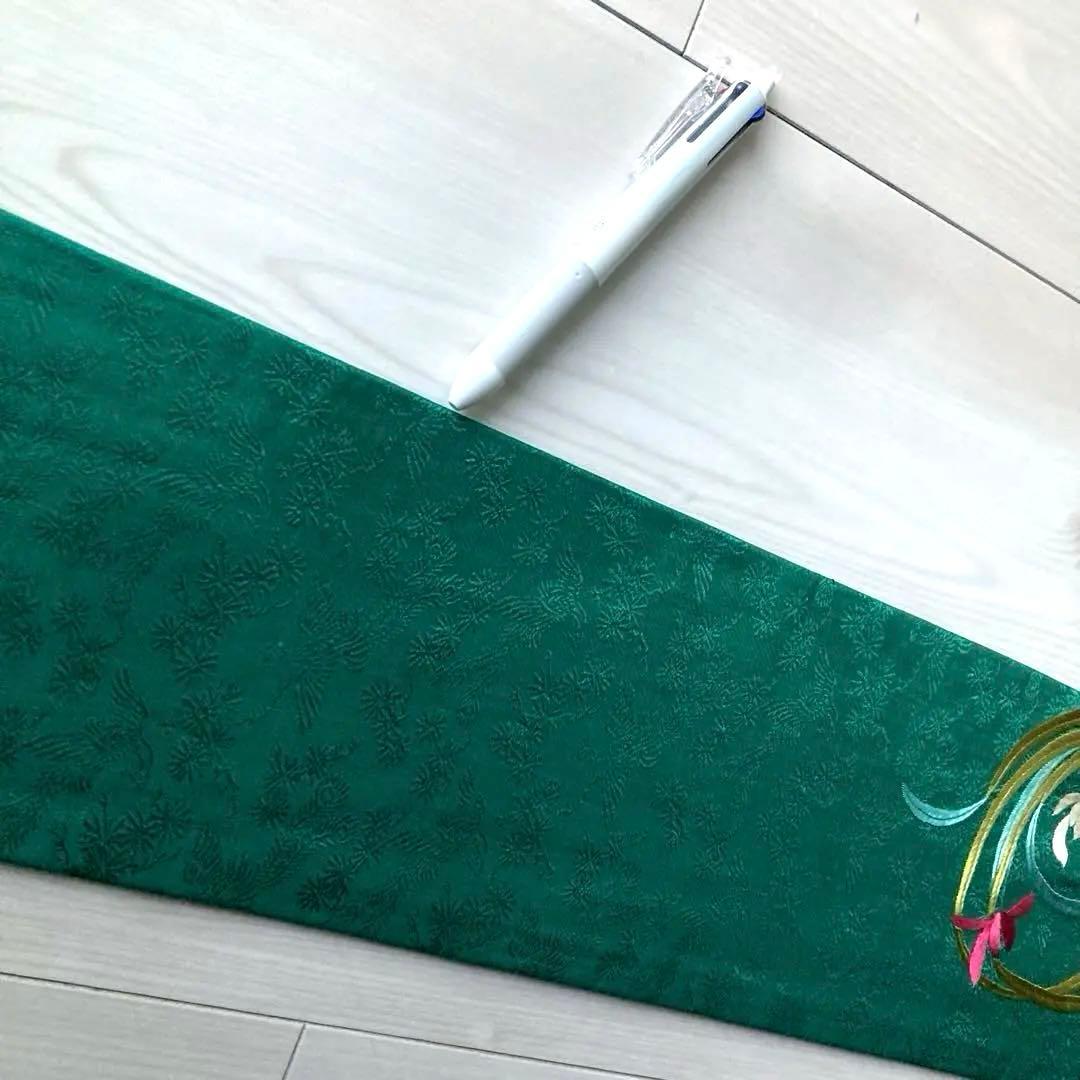 Okuta アンティーク名古屋帯　ターコイズ 刺繍の正絹　洒落帯　N25