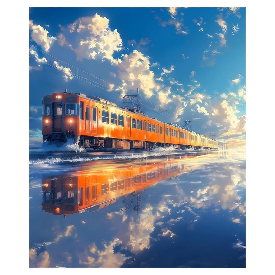 オレンジ列車の風景画