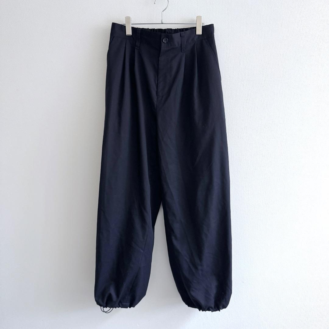 CLESSTE 25AW ウールギャバジン ワイドストレートパンツ ネイビー 2