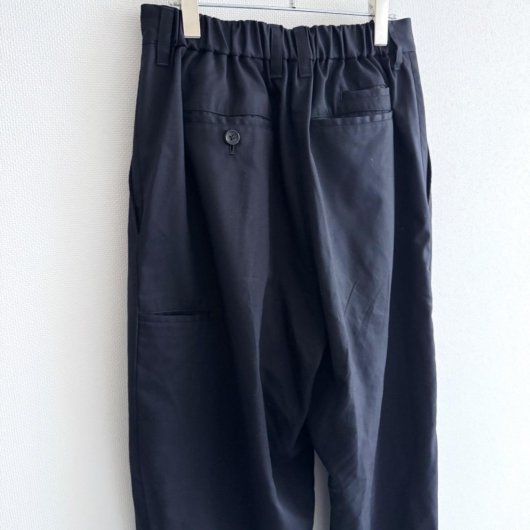 CLESSTE 25AW ウールギャバジン ワイドストレートパンツ ネイビー 2