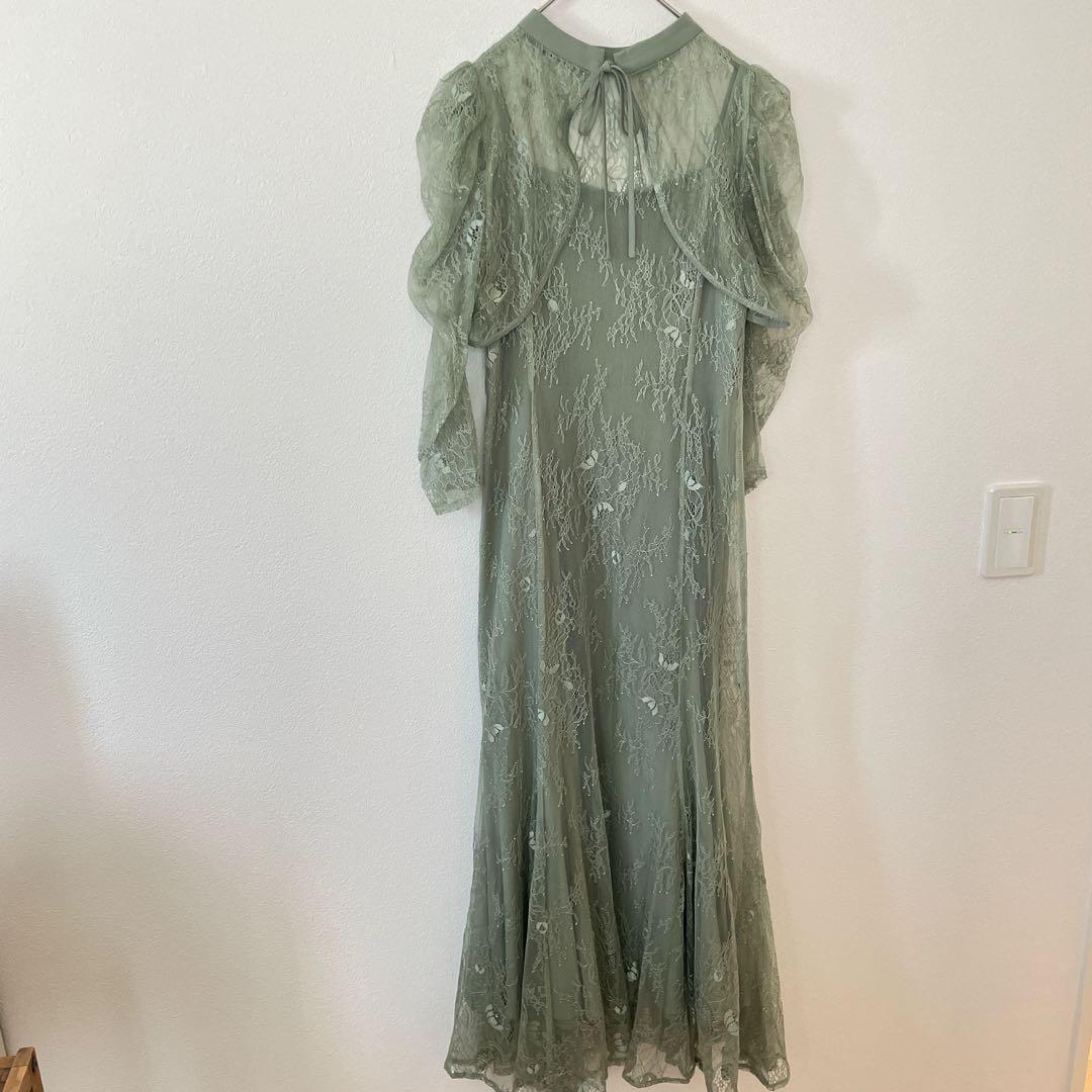 Dorry Doll ボレロレイヤーレースドレス　グリーン　S　結婚式　お呼ばれ