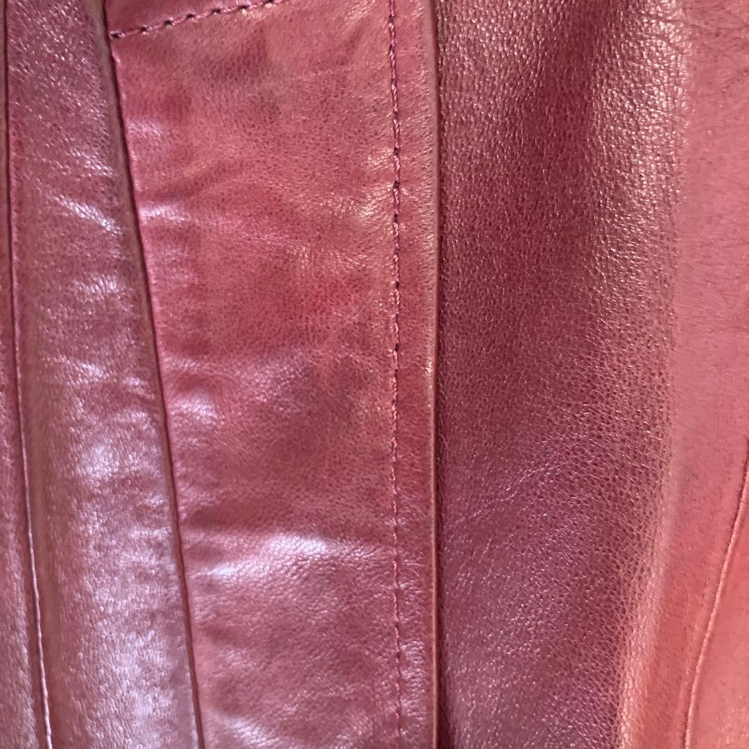 バーガンディ 羊皮コートフォックスファー付き　インナーはラビット取り外し可能