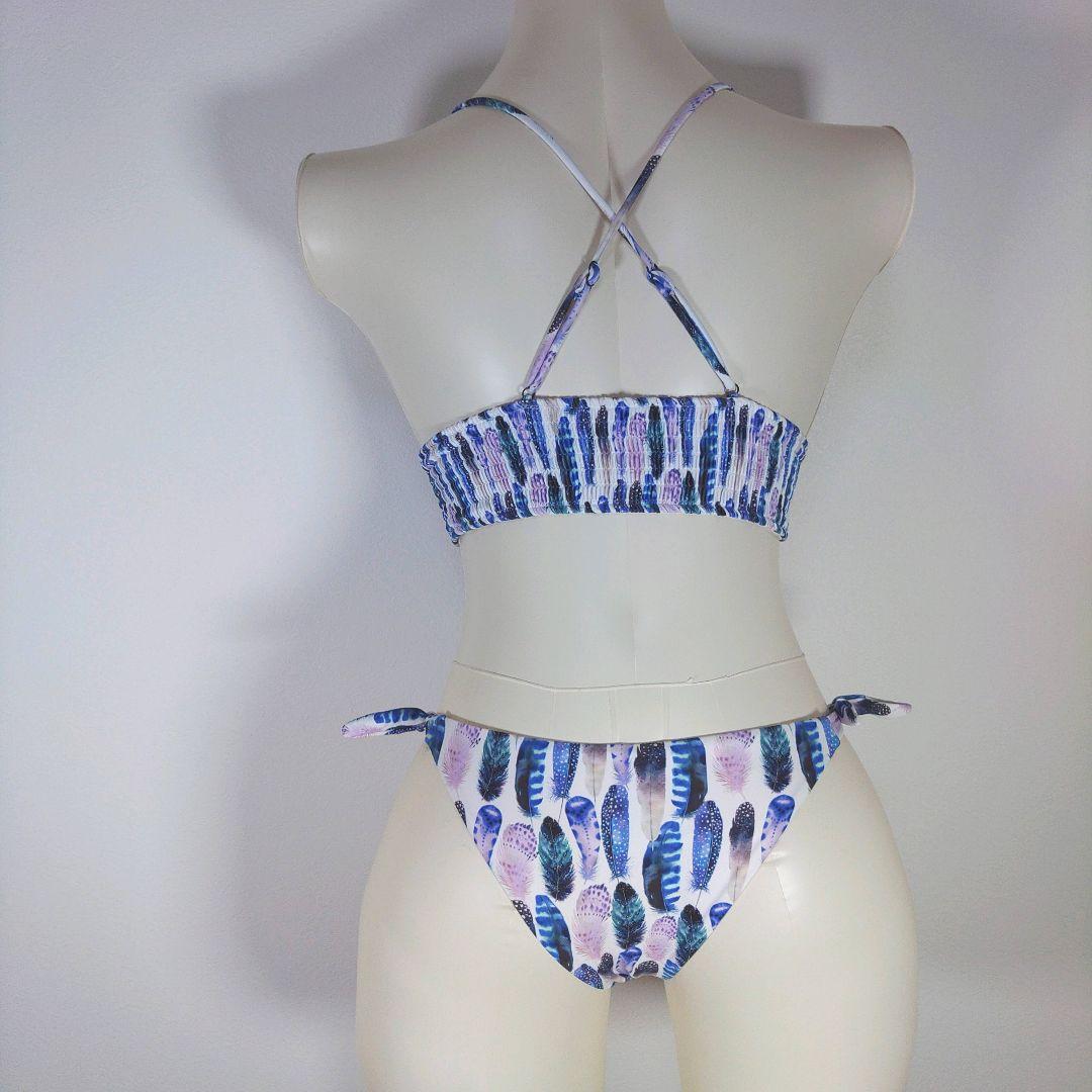 アリシアスタン　レディース　Mサイズ　水着　ビキニ　羽　パープル　ブルー　紐パン