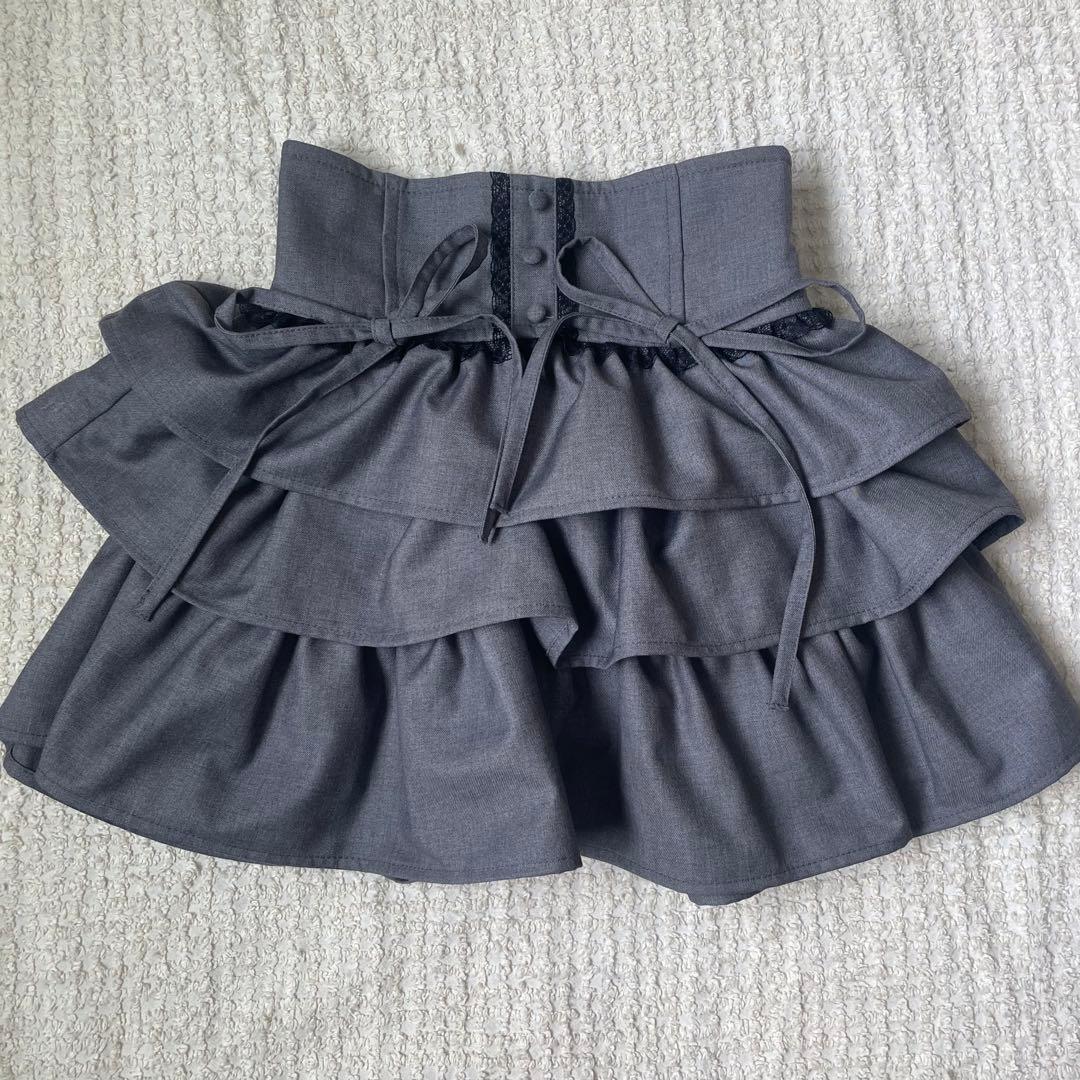 ミシェルマカロンハニーミュウ ティアードフリルスカート XS グレー