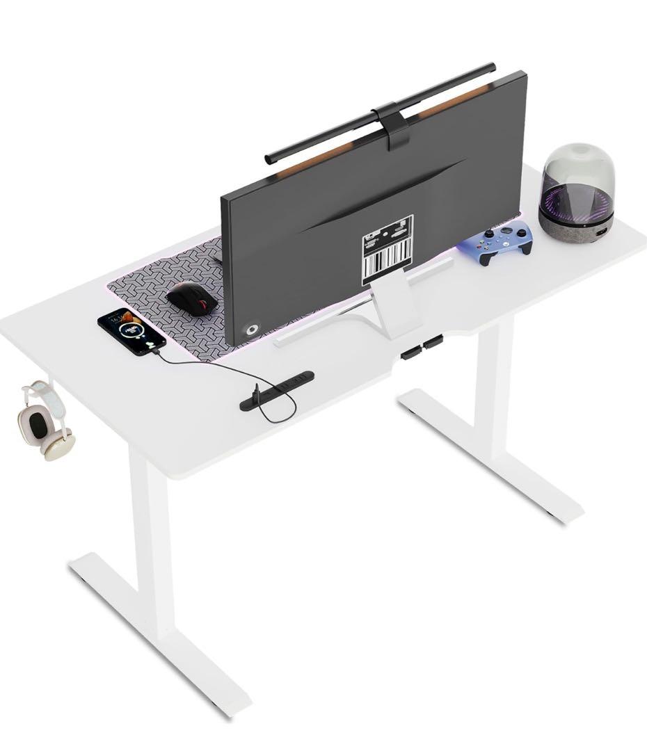 バイロン 昇降式デスク ゲーミングデスク PCデスク ホワイト 静音