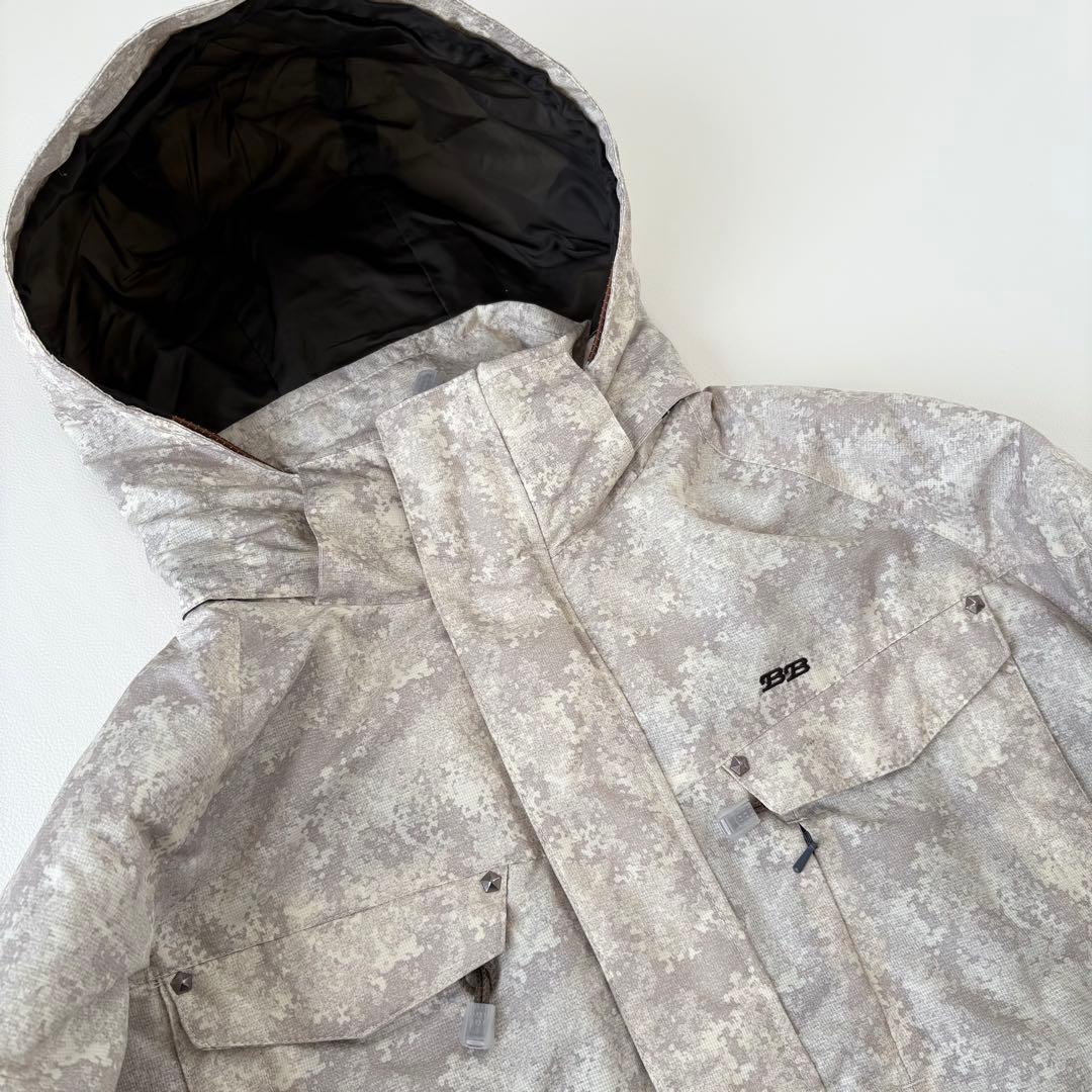 BB スキー スノボ ウエア 上下 大きいサイズLL アイボリー/ブラウン洗える