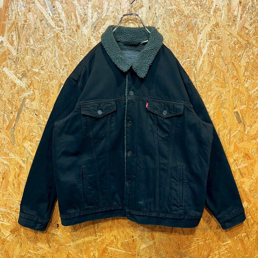 。 リーバイス ブラックカラー ゆるだぼ00s ボア トラッカージャケット