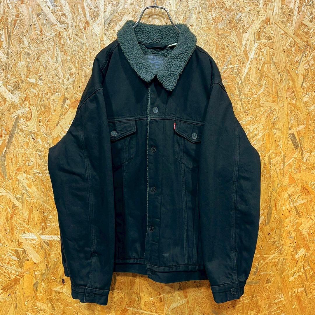 。 リーバイス ブラックカラー ゆるだぼ00s ボア トラッカージャケット