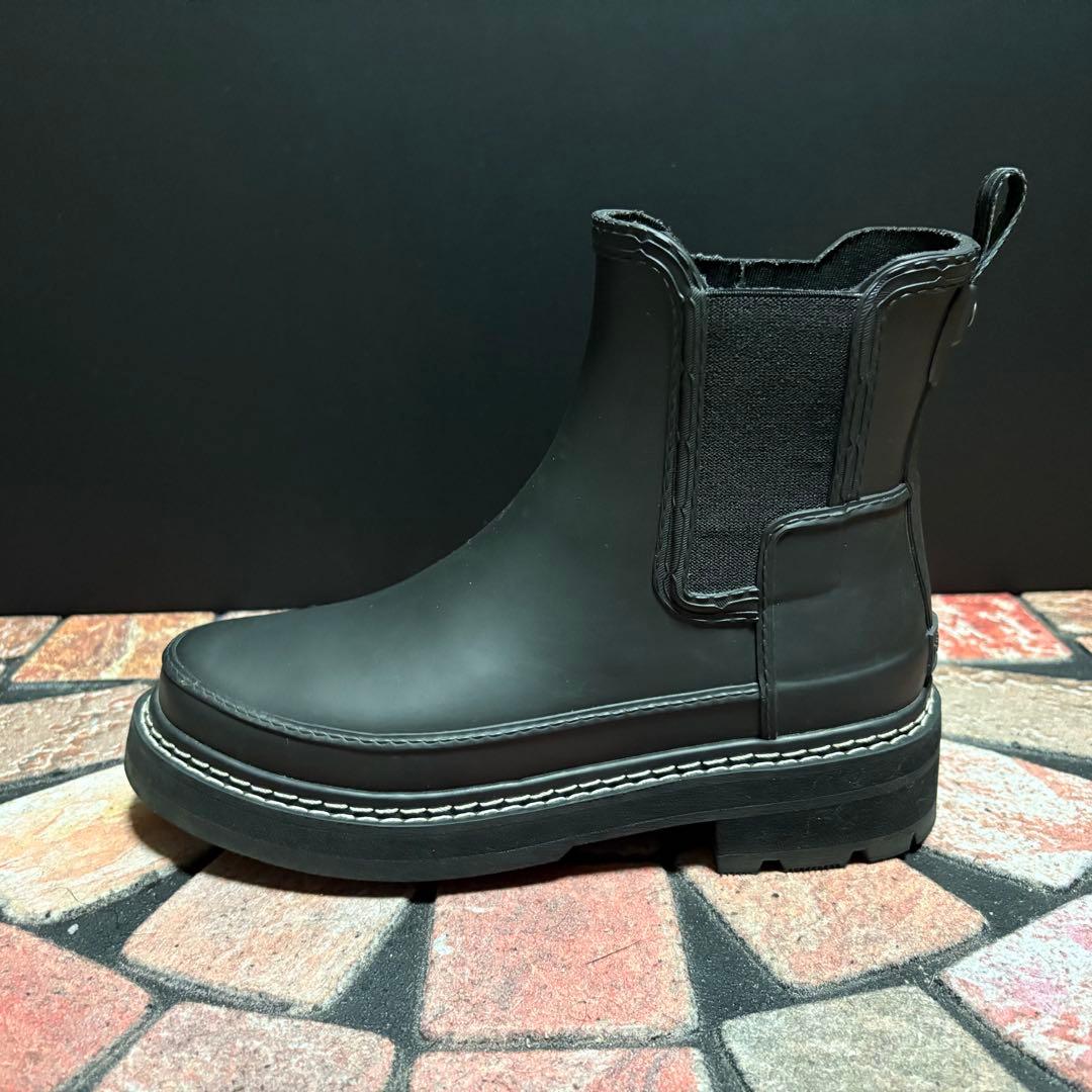 ほぼ新品 ハンター　ショートブーツ　厚底 レインブーツ　25cm ブラック　黒