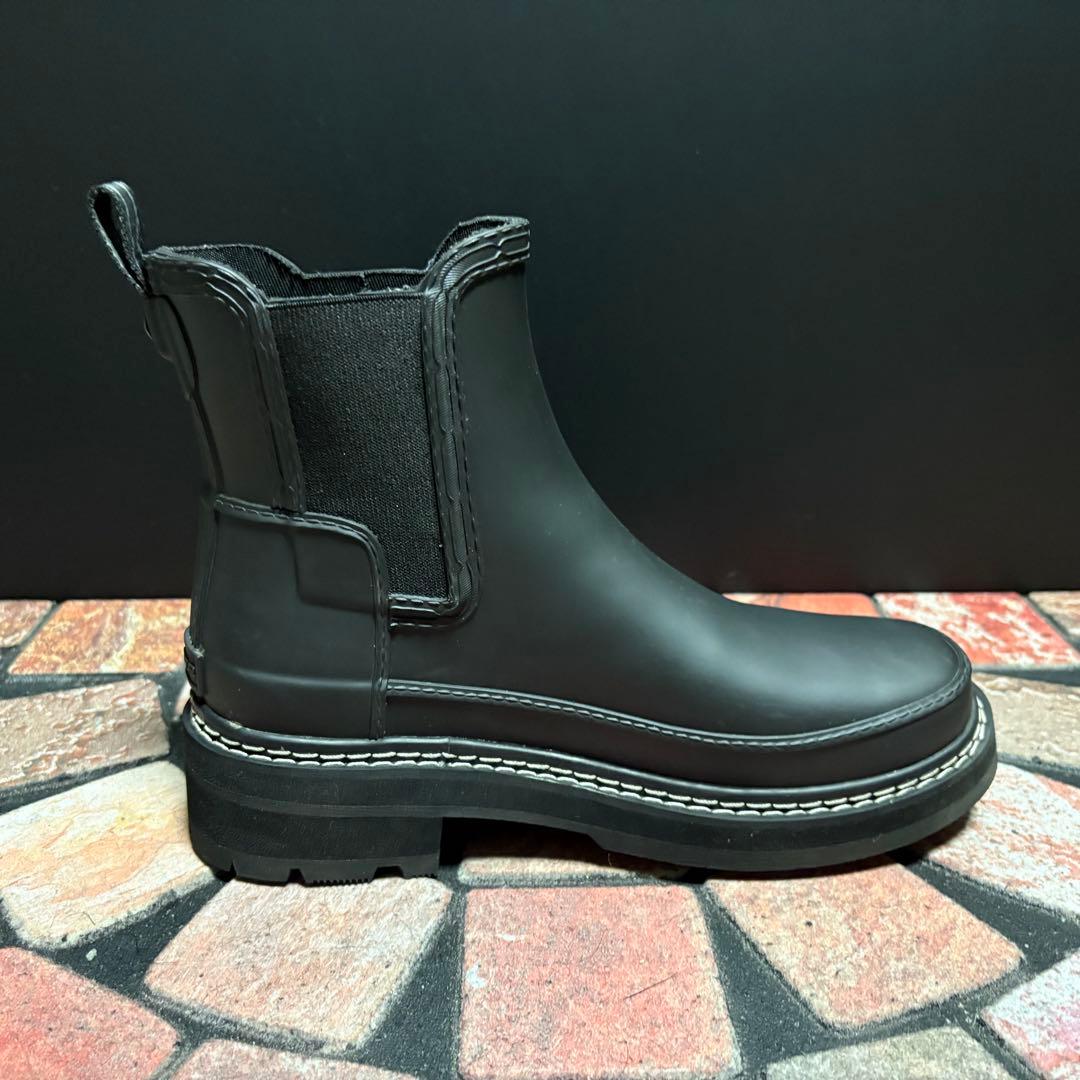 ほぼ新品 ハンター　ショートブーツ　厚底 レインブーツ　25cm ブラック　黒