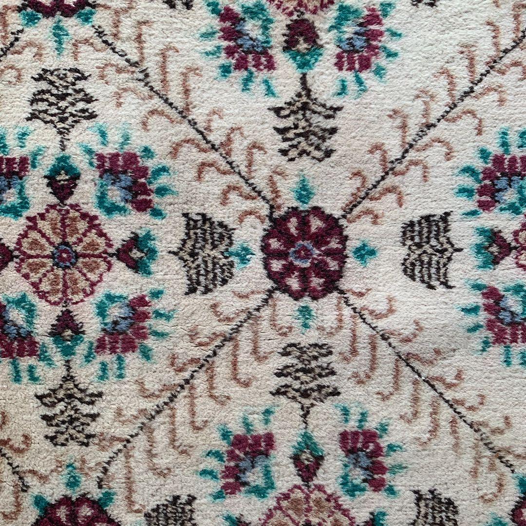 トルコヴィンテージラグ　大判ロング　225×98フラワー　ボルドー　ウール　厚み